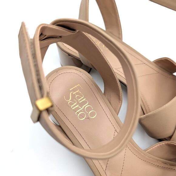 Franco Sarto Noel Open Toe Block Heel Strappy Sandals Tan Size US8.5M EU39 - Picture 9 of 10